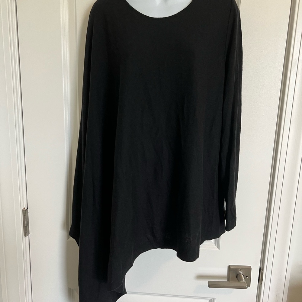 Black Asymmetrical Long Sleeve Top